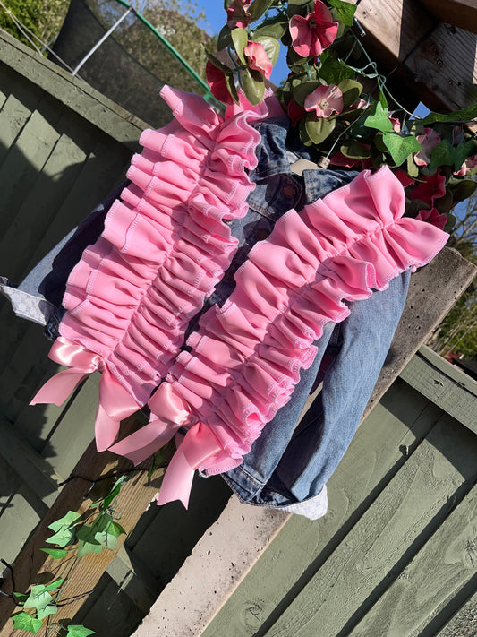 full baby pink ruffle and bow jacket