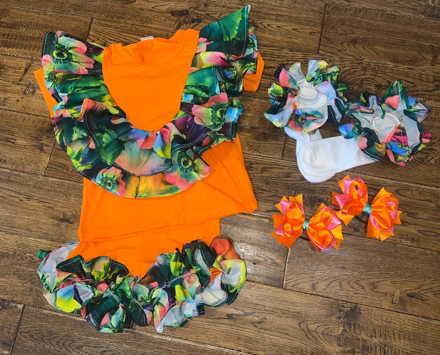 bright summer mix t shirt and shorts