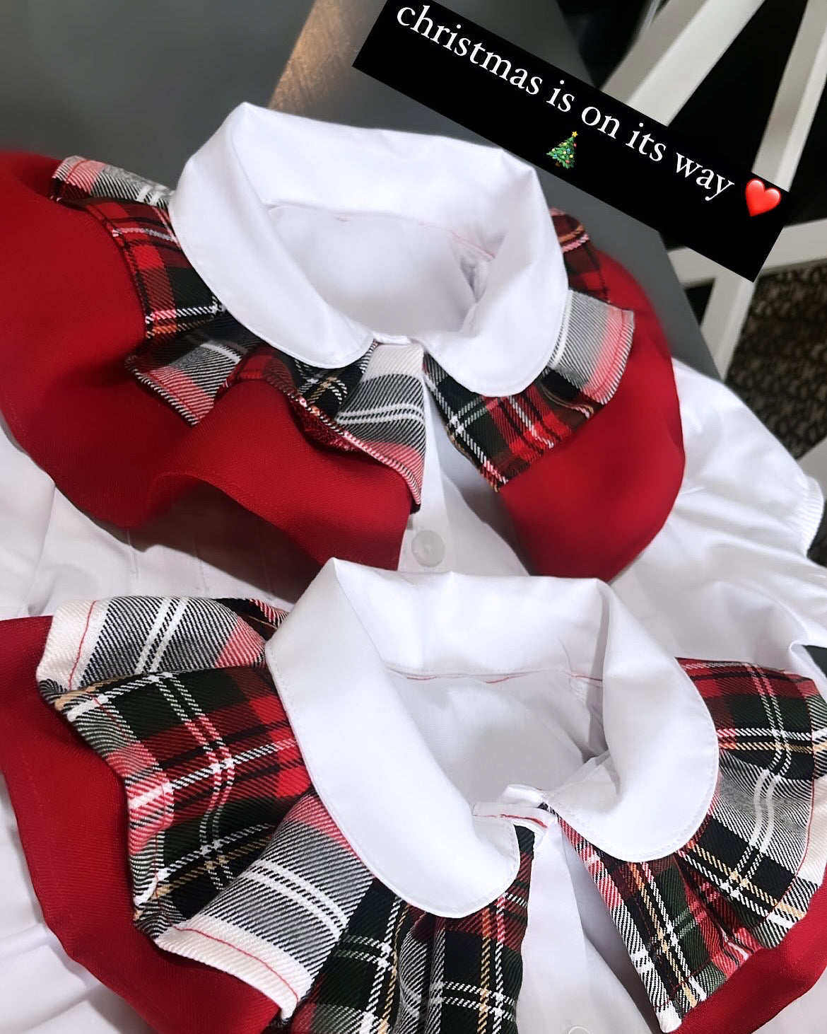 tartan collar frill blouse