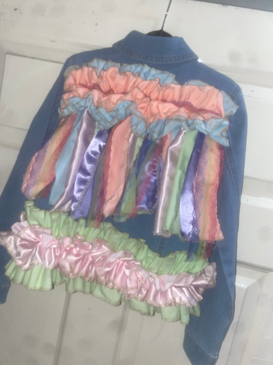 Pastel material tassel jacket