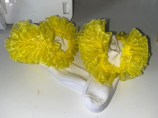 Yellow sheer ruffle sock