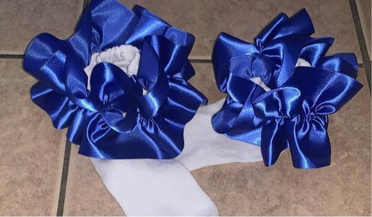 Royal blue satin frilly sock