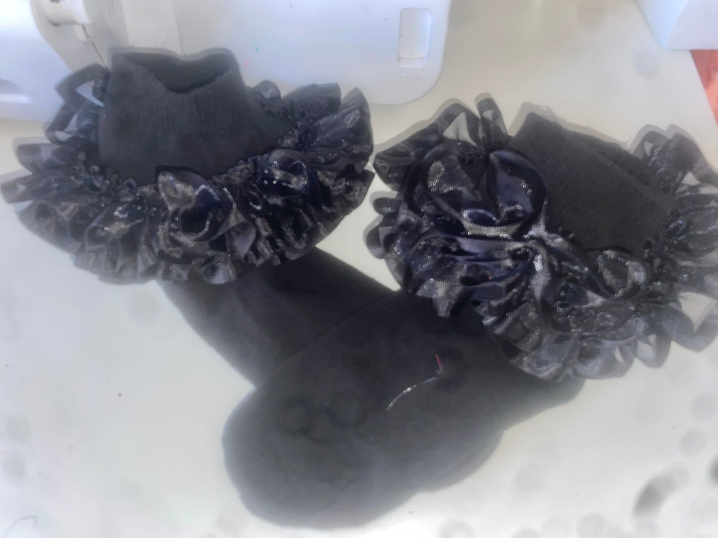 black ruffle sock