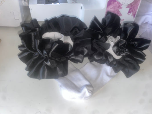 black satin frill sock