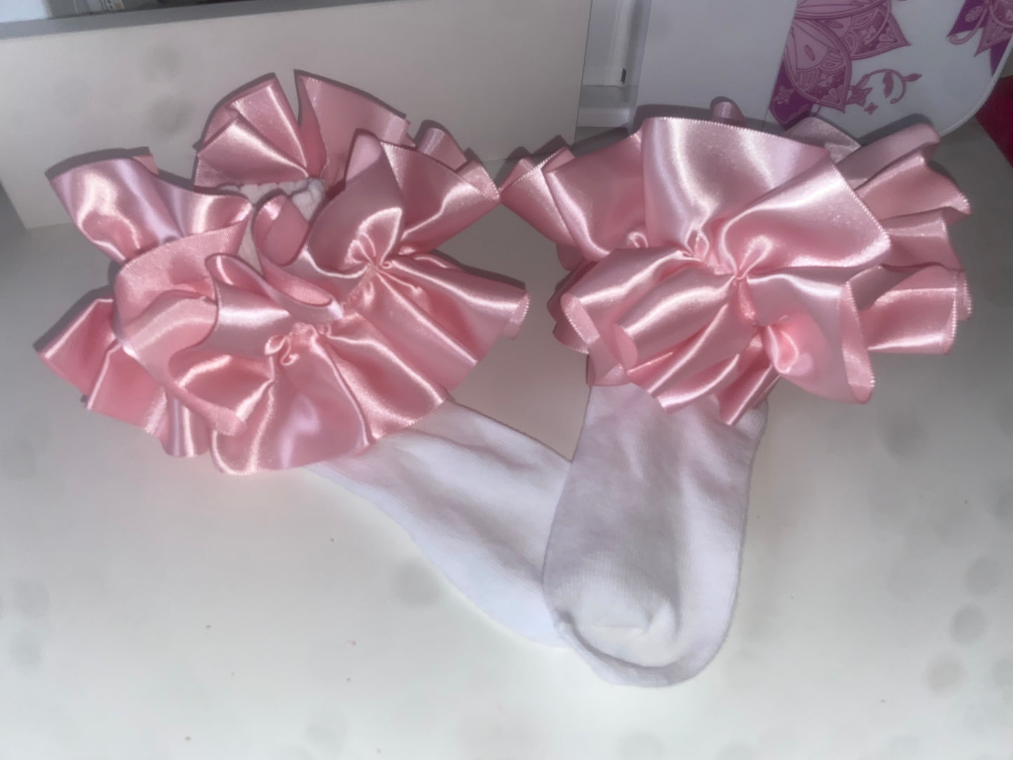 Baby pink satin sock