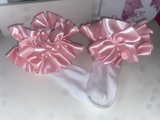 Baby pink satin sock