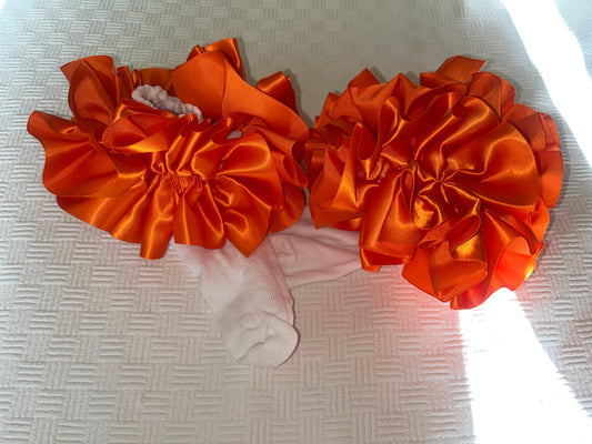 Orange satin frill sock