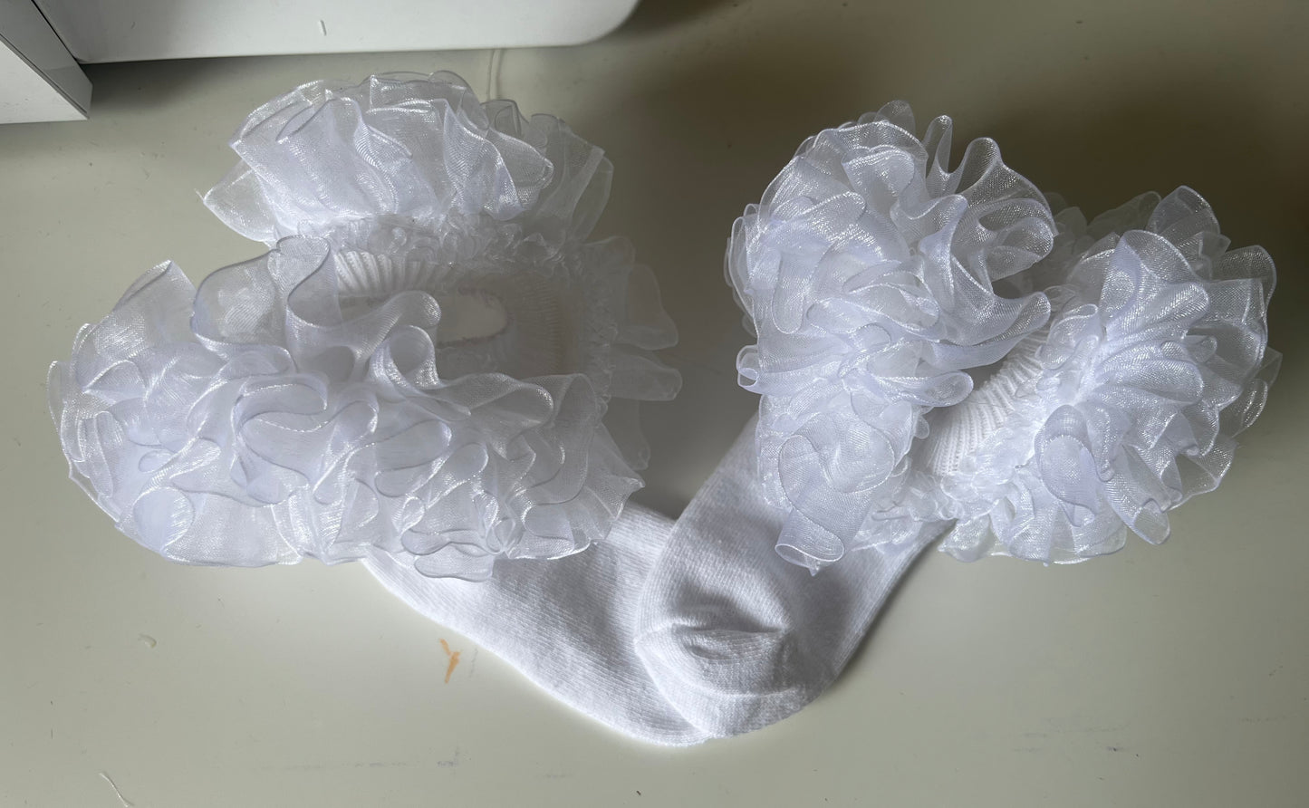 White sheer ruffle sock