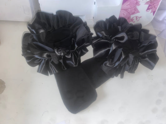 black satin frill sock