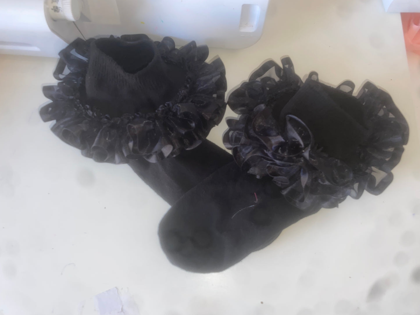 black ruffle sock