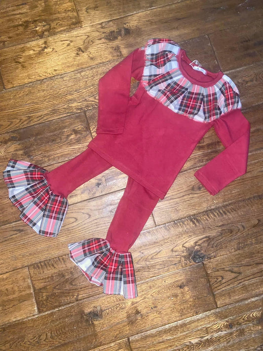 Maroon tartan loungeset